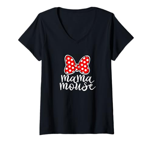 Femme Mama Mouse Famille Vacances Maman Drôle Mama Mouse T-Shirt avec Col en V