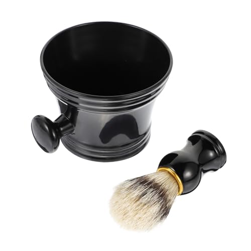 LOLIPPYY 2 piezas Tazón y Brocha de Afeitar para Hombre Cepillo Suave de Alta Densidad para Espumar Jabón Kit Portátil para Viajes y Casa