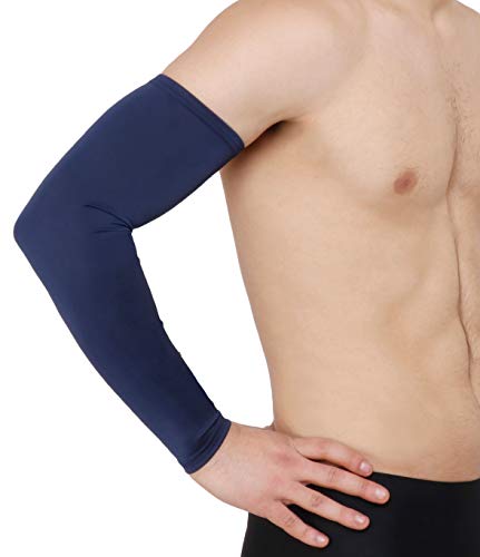 NEVER LOSE Arm sleeves with UV Protection for Sports & Driving (Navy Blue)