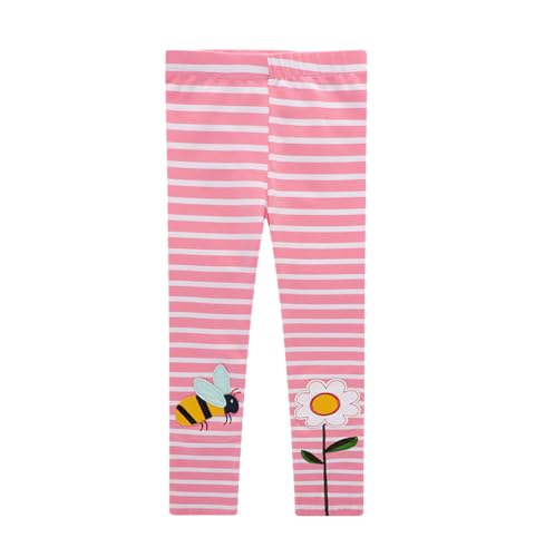 Rngeddg Toddler Girls Casual Stripe Print Embroidered Princess Tights Pants Cute Spring Fall Dress Leggings Trousers Bottoms (Pink,90/1-2 Y,Unisex,Big Kid,US,Age,1 Year,2 Years)