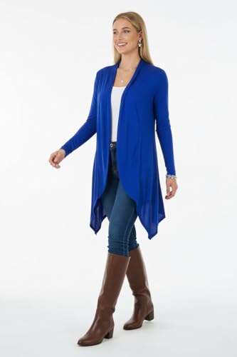 Image of ToBeInStyle Womens Open Front Long Sleeve Lightweight Asymmetrical Draped Cardigan with Side Pockets