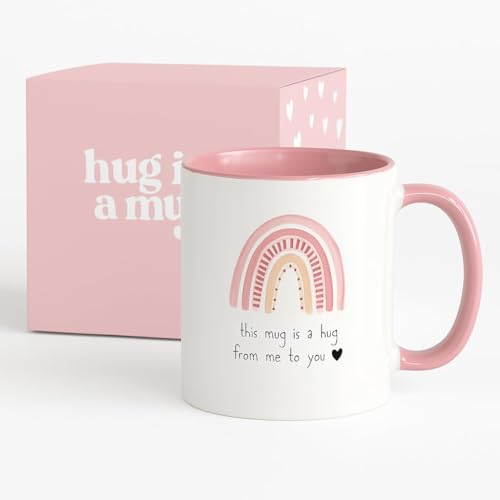Product Image of the Unboxme Gifts Hug in a Mug – 12 oz Pink Coffee Mug with Heartfelt Quote – A Gift for Best Friend, Sister or Mom to Feel Your Love, Encouragement & Cheer from Afar