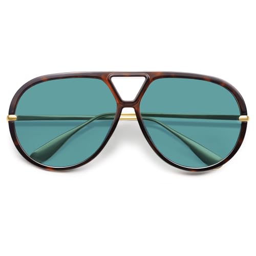 Image of VANLINKER Oversized Trendy Polarized Aviator Sunglasses for Women Men Retro Round Sunglasses Vintage Shield Shades VL9798