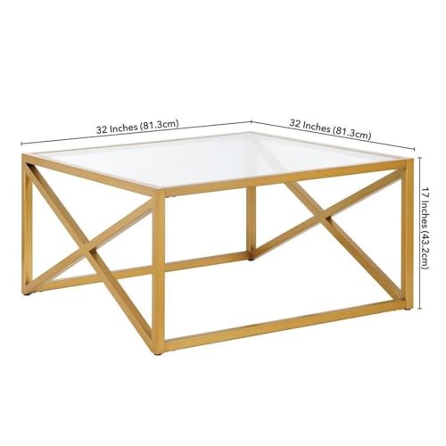 Image of Calix 32'' Wide Square Coffee Table in Brass