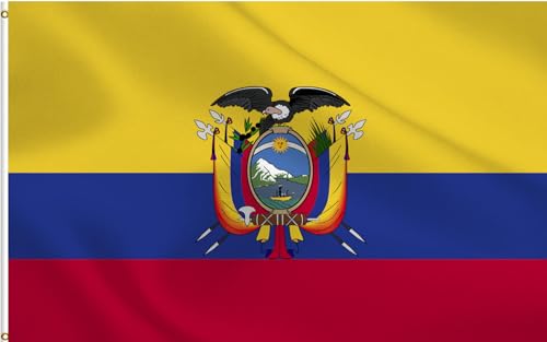 Ecuador Flag 3X5FT Ecuadoran National Flags Strong Canvas Header UV Resistant and Double Stitched Brass Grommets Suitable for Outdoor and Indoor Decro. (Ecuador 3X5)