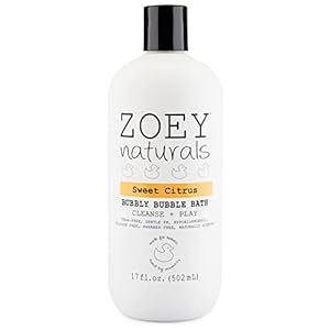Zoey Naturals – Sweet Citrus Bubble Bath for Kids & Babies – Organic Tear-Free, Non-Toxic Toddler Soap with Moisturizing Aloe & Avocado Oil – Long Lasting Bubbles – Made in USA, 17 oz