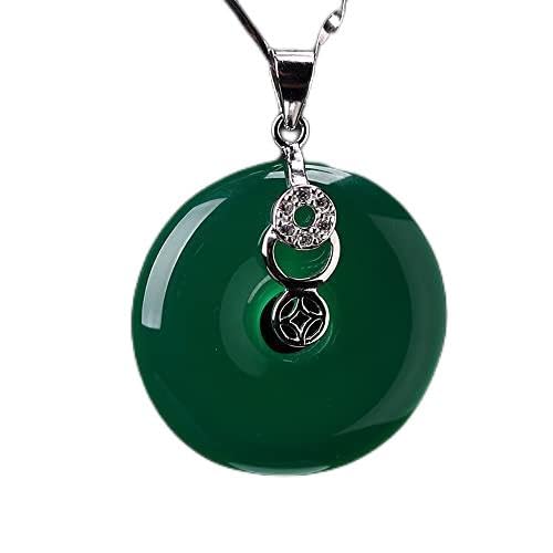 Collier argent S925 femme avec pendentif jade calcédoine 31 * 25mm pour bijou cadeau