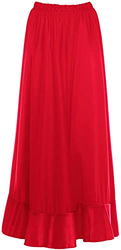 Ropa | Falda Flamenco Niña Español, Falda Ensayo Flamenco Largo Negro Rojo Volante Simple Volante Doble Para Niña Falda Baile Danza Clase Fiesta 4 Años, Rojo Volante Simple