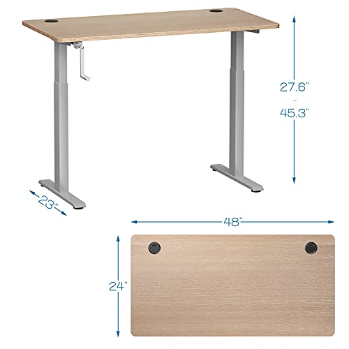 Tangkula Manual Height Adjustable Standing Desk, Sit To Stand Desk W/Foldable Crank Handle, Steel Frame & 1 Piece Tabletop, Ergonomic Stand Up Workstation W/Hook & Cable Tray #TOP4
