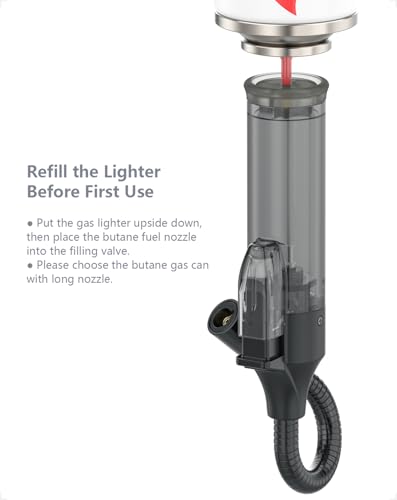 Maxfire Stabfeuerzeug Gasfeuerzeug Sturmfeuerzeug Jetflamme Gas Butan Nachfüllbar, Lang Stab Jet Feuerzeug für Kerzen, Kamin, Ofen, Küche, Camping,Herd (Verkauft ohne Gas)