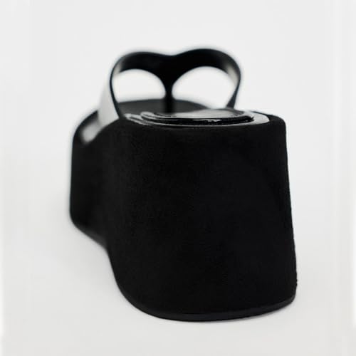 Women's Leather Wedge Flip-Flops Fashion Comfortable Open Round Toe Slip On Non-Slip Platform Thong Sandals Summer Casual Beach Walking Slides3