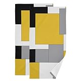 KENADVI Yellow and Gray Hand Towels for Bathroom Set of 2 Soft Absorbent Black White Geometic Abstract Minimalist Art Kitchen Towel,Decorative Bathroom Towels for Bath Guest Shower Face Hair 14'x28'