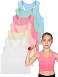 Geyoga 6 Stück Mädchen Tanz-Tanktop Racerback Crop Top ärmelloses Tanzoutfit für Ballett Hip Hop Athletic Wear, Macaron-Farbe, 9-10 Jahre