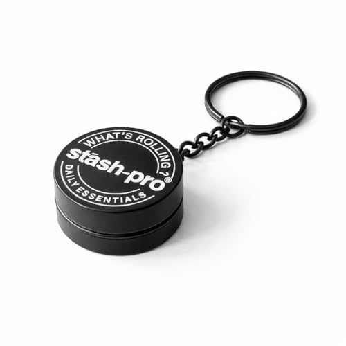 Image of Stash-Pro Mini Metal Grinder with Keychain | Pocket Herb & Spice Crusher | Black