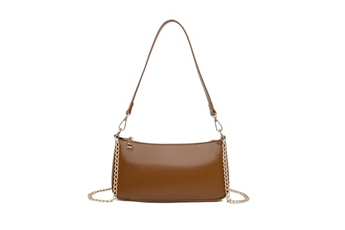 Image of Small Shoulder Bag for Women Mini Purse Retro Vegan Leather Hobo Purses Clutch Tote HandBags with Zipper Closure