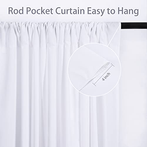 Image of White Backdrop Curtains 30ft x 8ft: Polyester Photography Backdrop Drapes - Wedding Party Photo Shoot Background 6 Panels 5x8ft