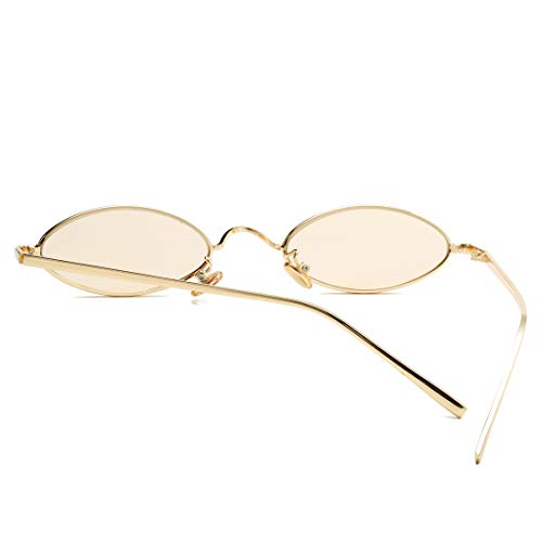 Image of COASION Vintage Small Oval Aesthetic Sunglasses Retro for Women Men Hippie Cool Metal Frame Sun Glasses