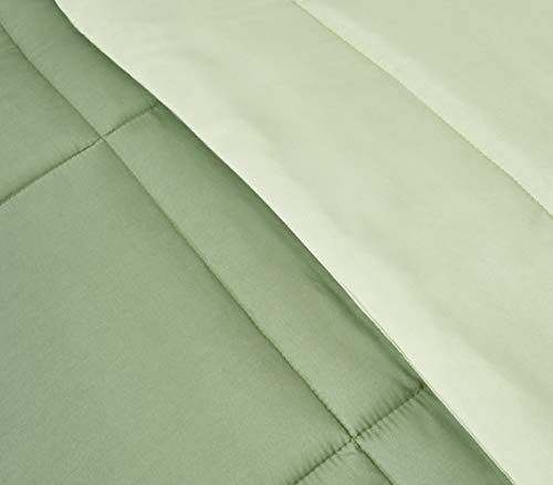 Blue Ridge Home Fashions Two-Tone Reversible Microfiber Down Alternative All Season Comforter-Hypoallergenic Polyester Fill, Full/Queen, Olive/Sage #TOP4