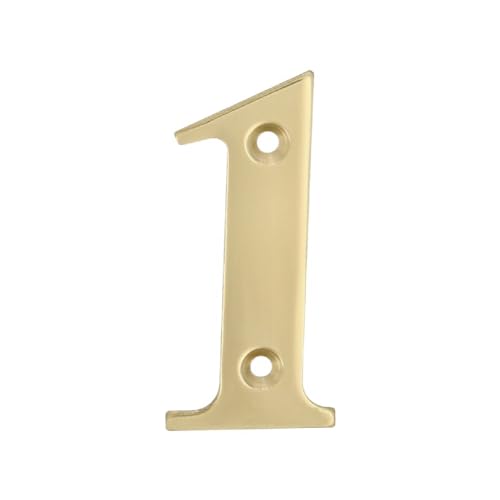Amig - Número 1 Hueco de Latón Pulido para Atornillar en Interior y Exterior, 100 mm, para Portales, Paredes o Fachadas de Casas, Acabado en Dorado