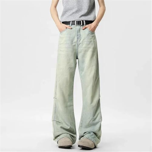 Men's Relaxed Logger Jeans, Vintage Fashion, Casual Light Color Washed Loose Cargo Denim Pants2