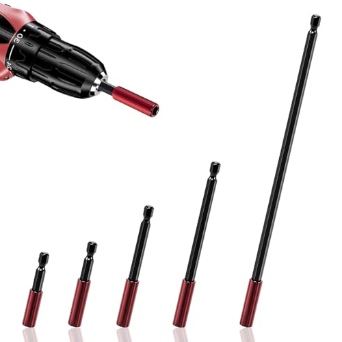 5tlg Bit Verlängerung 1/4 Bithalter Akkuschrauber Bithalter Lang 50/60/100/150/300mm Bitverlängerungen Magnetische Bitverlängerung Magnetisch für Schraubendreher Bohrmaschine Schlagschrauber