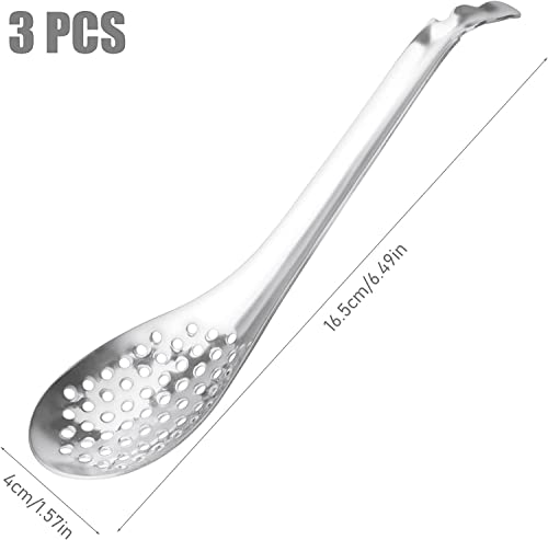 INHEMING 3 Piezas Cuchara de Caviar para Sopa, Cuchara Ranurada de Acero Inoxidable, Cuchara Cocina Molecular,Cuchara de Esferificación