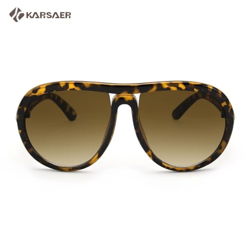 Image of Karsaer Oversized Vintage Aviator Sunglasses for Men Women?Big Retro Round Aviator Sunglasses K7132