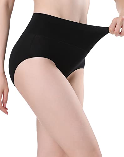 Image of INNERSY Women's High Waisted Underwear Cotton Panties Regular & Plus Size 5-Pack