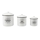 FranquiHOgar Juego de 3 Botes Vintage de Cocina – Acero Esmaltado para Harina, Camping o Furgoneta Camper
