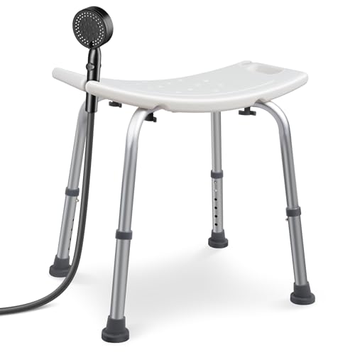 VOUNOT® Tabouret de Douche Hauteur Réglable 38 à 52 cm Siège de Douche Ergonomique avec Pieds...