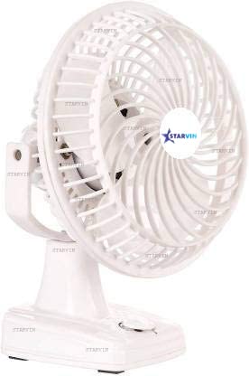 Image of STARVIN High-Performance Desk Fan | Portable 9 Inch Table Fan with Quiet Motor & Adjustable Airflow | Personal Cooling Fan for Home & Office (White)