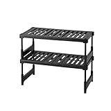 【BLKP】 パール金属(PEARL METAL) 収納 棚 ラック 整理棚 2枚組 伸縮 押入れ すのこ 幅76~92 × 奥行37 × 高さ30・35.7cm BLKP ブラック N-7878