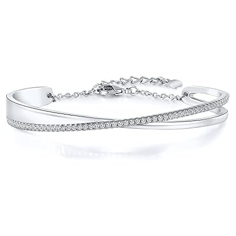 Angelady Silver Bracelet Bangles for Women Best Friend Ladies Bracelet for Mum Wife on Birthday Anniversary Jewellery Gift for Women Girls Cover