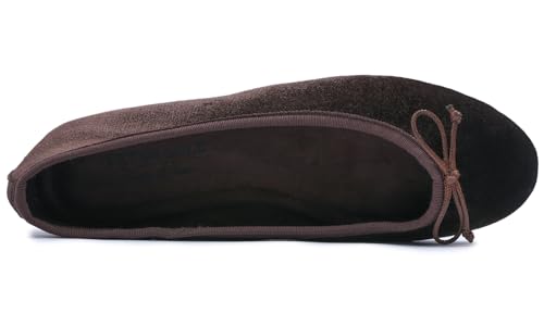 FEVERSOLE Women's Ultra Soft Colorful Memory Foam Cushioned Faux Suede Home Ballet Flats2