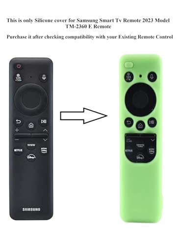 Image of Silicone TV Remote Cover Compatible with Samsung Smart TV Remote 2023 BN59-01432G BN59-01432A (Samsung Smart TV 2023 Model Solar Remote Cover - Style 4, Luminous Green - Style 4)