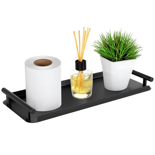 XZHXFX Toilet Paper Basket,Metal Toilet Tank Tray with Handles - Paper Storage for Bathroom & Kitchen Table - Bathroom Tray(Black)
