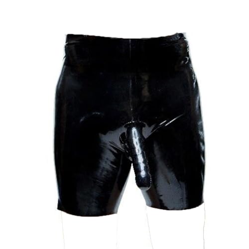 LEIMI Men's Latex Rubber Cycle Shorts with Sheath Latex Pants
