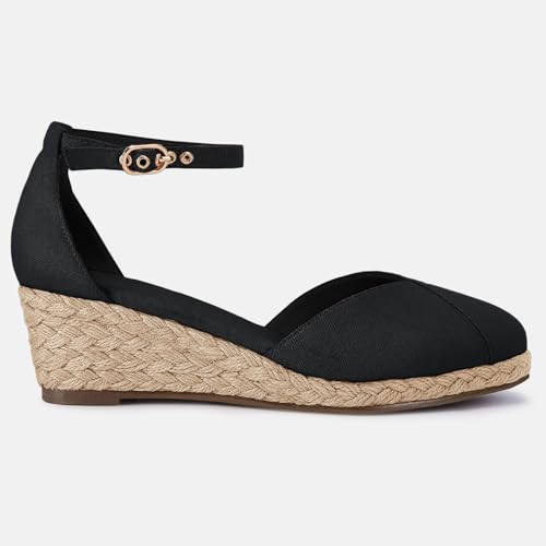 Image of Juliet Holy Womens Espadrilles Sandals Closed Toe Platform Ankle Strap Casual Summer Wedges