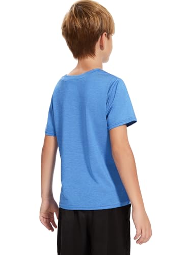 Xelky Boys Short Sleeve Shirts Youth Moisture Wicking Athletic T-Shirts for Teens Kids Tee Active Performance Tops 5 Pack4