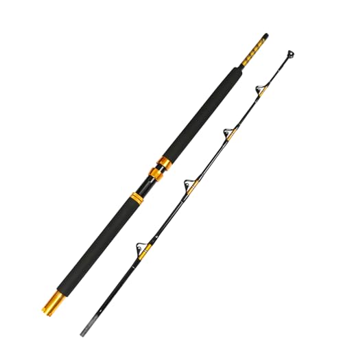 Fiblink 1 caña de Pescar Pesada para Agua Salada en Alta mar, caña de Pescar Convencional para Barco (5 pies y 6 Pulgadas, 30-50 libras/50-80 libras/80-120 Libras) (2 Piezas, 5 pies 6 Pulgadas)