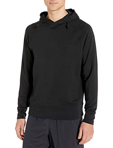 Amazon Brand - Peak Velocity Men's Yoga Luxe Fleece Pullover Hoodie, black, Large