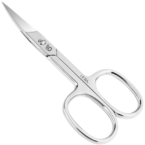 OCBA 3.5 Cuticle Nail Scissor Professional Stainless Steel Curved Blade Sharp Nail Scissor for Thick Toenails Men Women Suitable for Manicure Pedicure Eyebrows Nose Hair & Beard