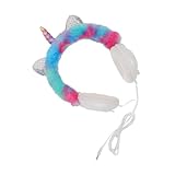 FUNNETOYU 女の子向け冬用有線ユニコーン猫耳ヘッドホン 保温イヤーマフ ワイヘッド 学校や休日のプレゼントに