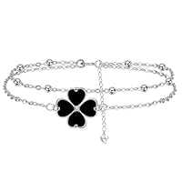 J.MUEN Cavigliera Donna Argento 925 Strati stile boho Estate Spiaggia Cavigliera,Regolabile 22+4cm