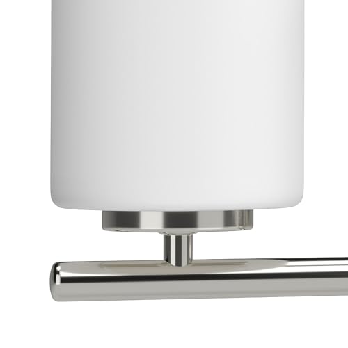 Image of Replay Collection 3-Light Etched White Glass Modern Bath Vanity Light Brushed Nickel