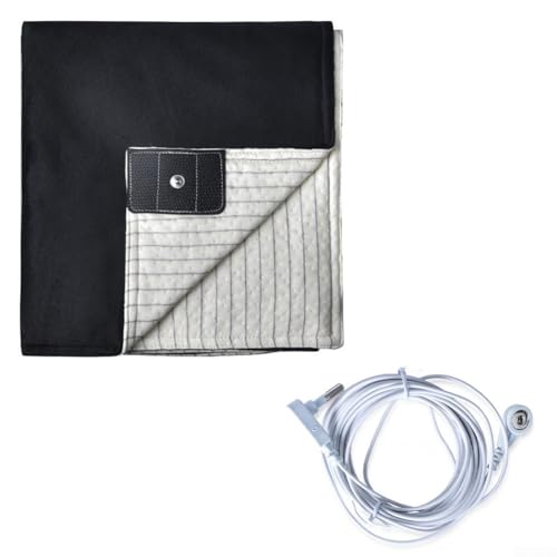 HEBEOT Manta de conexión a tierra 50x70cm con fibra de plata conductora y cable de conexión a tierra Material de algodón de poliéster diseñado para su uso en la cama Estera de conexión a tierra de
