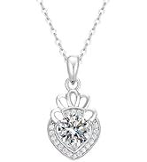 zemlite 14K Gold Crown-Shaped 1 Carat D-Color VVS2 Diamond Pendant Necklace for Women