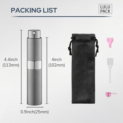 Image of Lulupack Travel Perfume Bottle Refillable - 10ml Cologne Spray Atomizer Mini - Small Travel Size Empty Sprayer for Refill Sample Container - Portable Fragrance Decant Dispenser for Women Men 3PCS Grey
