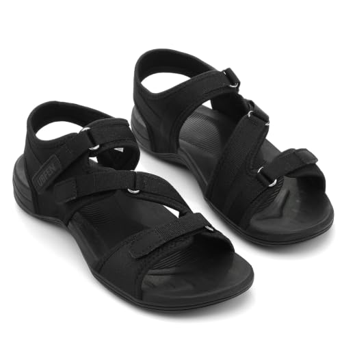 Image of UBFEN Womens Hiking Water Sport Sandals with Arch Support | 3 Adjustable Straps, Cushioned Footbed, Non-Slip, Comfortable Walking for Athletic Outdoor Summer Beach