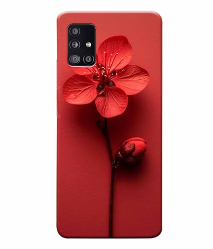 Image of Printed Hard Back Case Cover & Compatible for Samsung Galaxy A51 5G | Red Flower Painting (Multicolor) - D1195
